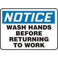 Accuform Accuform Notice Sign, Wash Hands Before Returning To Work, 14inW x 10inH, Aluminum MRST813VA